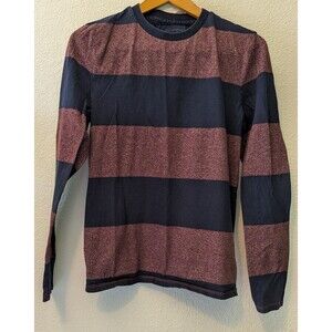 Prince & Fox Mens Size S Small Striped Red Long Sleeve Shirt T-Shirt (305m)